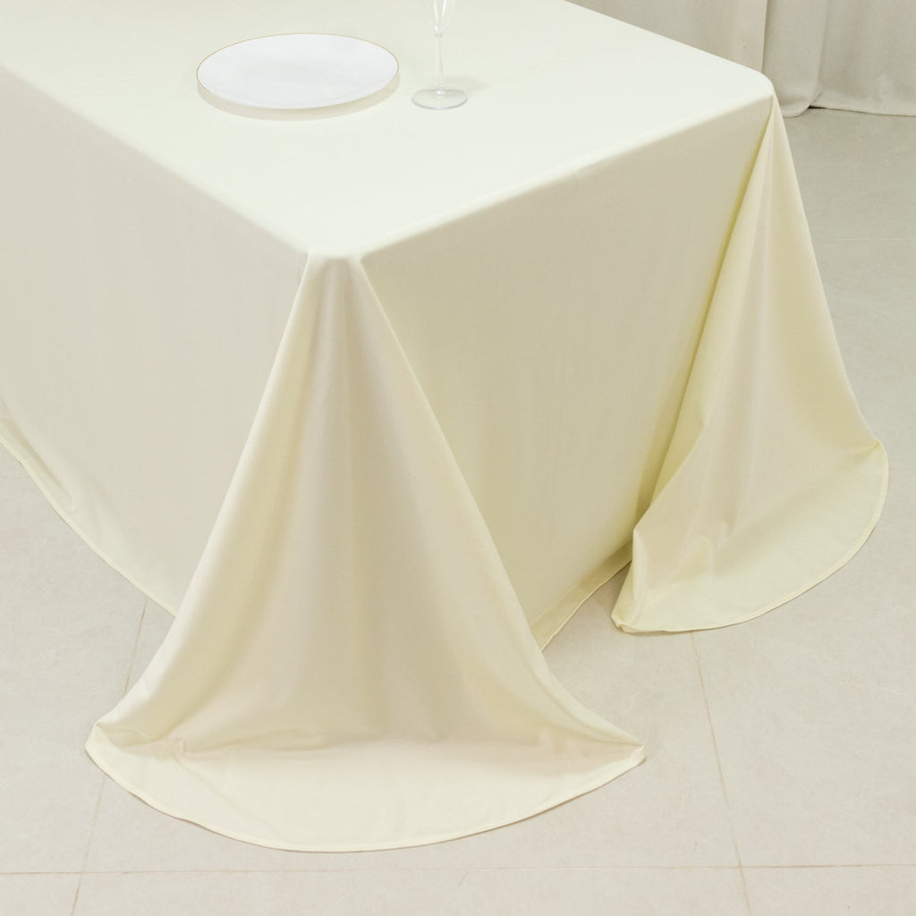 Scuba Rectangular 90"x132" Tablecloth Ivory with Rounded Corners â€“ Seamless, Wrinkle Free & Stain Resistant Table Cover - Bell Racket Store
