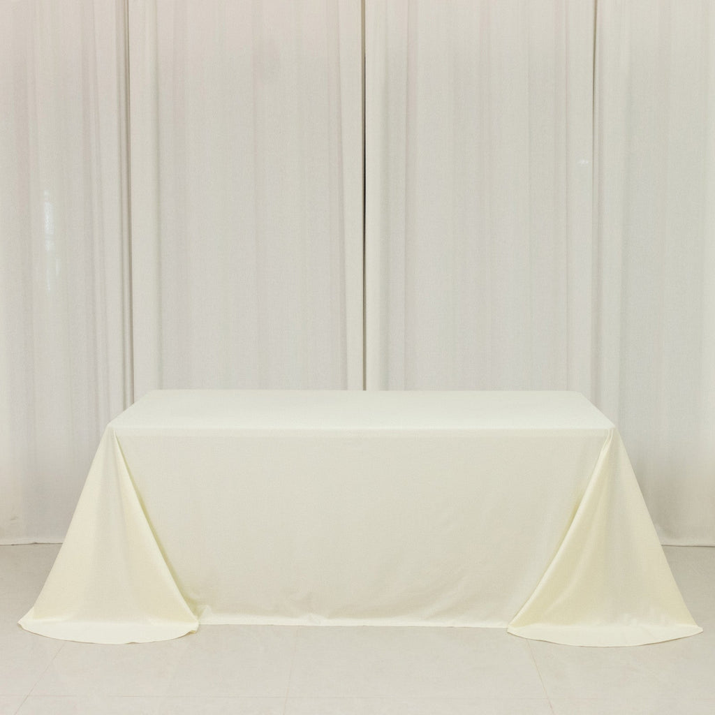 Scuba Rectangular 90"x132" Tablecloth Ivory with Rounded Corners â€“ Seamless, Wrinkle Free & Stain Resistant Table Cover - Bell Racket Store