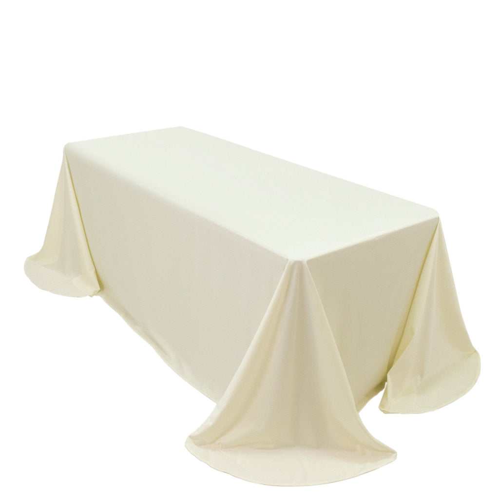 Scuba Rectangular 90"x132" Tablecloth Ivory with Rounded Corners â€“ Seamless, Wrinkle Free & Stain Resistant Table Cover - Bell Racket Store
