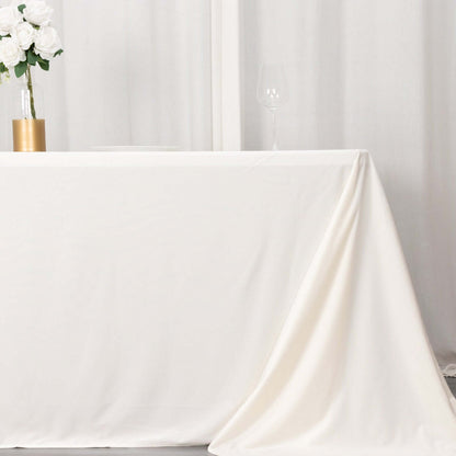 Scuba Rectangular 90"x132" Tablecloth Ivory - Wrinkle Free, Stain Resistant & Seamless Table Cover - Bell Racket Store