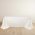 Scuba Rectangular 90"x132" Tablecloth Ivory - Wrinkle Free, Stain Resistant & Seamless Table Cover - Bell Racket Store