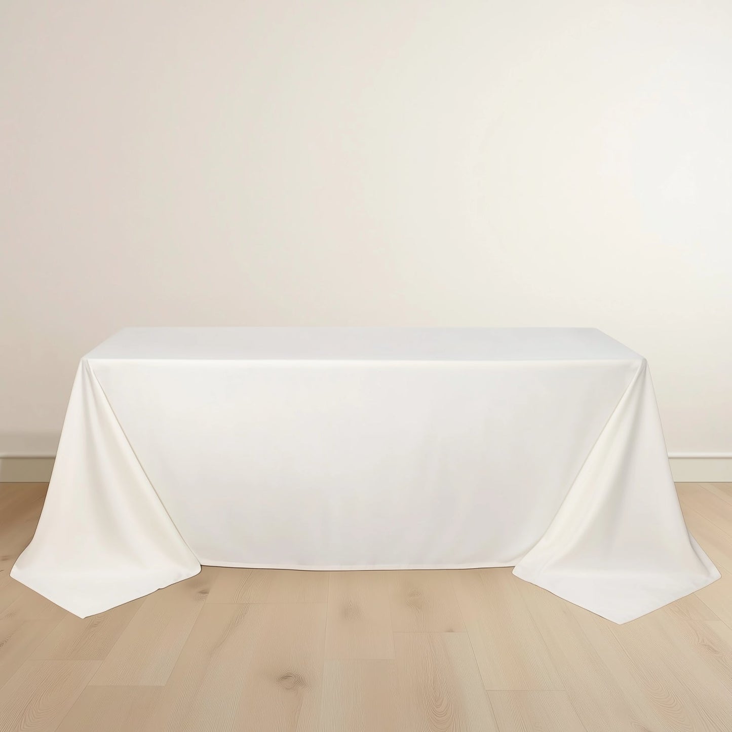 Scuba Rectangular 90"x132" Tablecloth Ivory - Wrinkle Free, Stain Resistant & Seamless Table Cover - Bell Racket Store