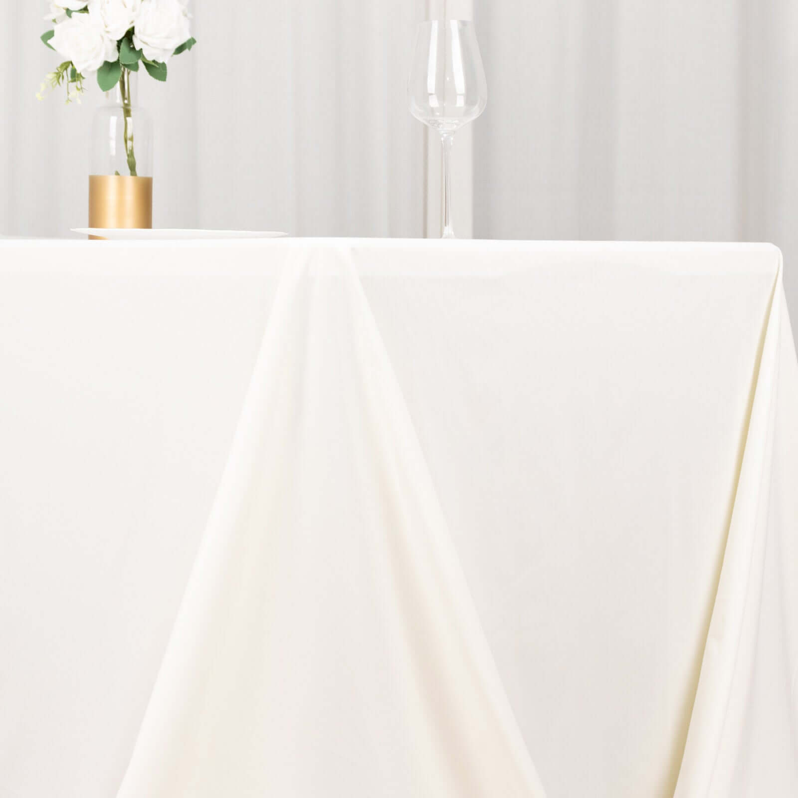 Scuba Rectangular 90"x132" Tablecloth Ivory - Wrinkle Free, Stain Resistant & Seamless Table Cover - Bell Racket Store
