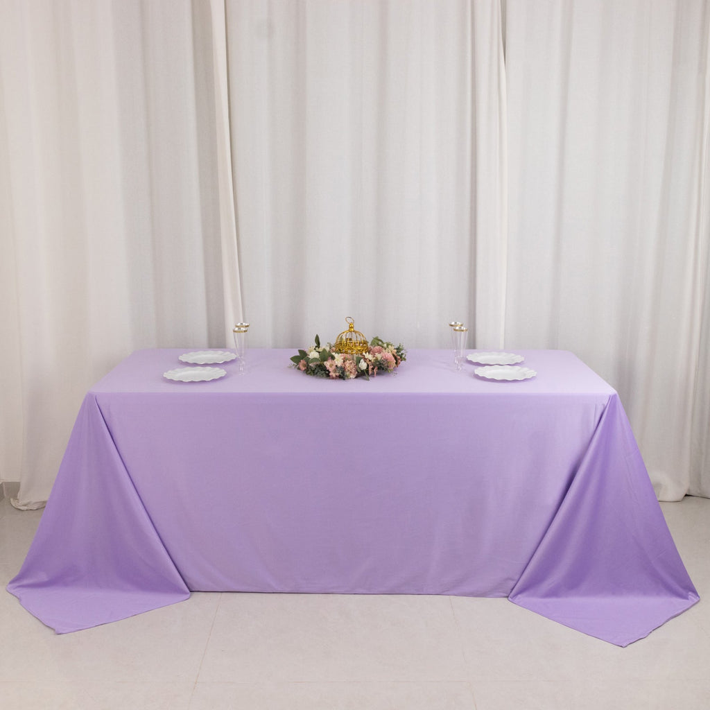 Scuba Rectangular 90"x132" Tablecloth Lavender Lilac - Wrinkle Free, Stain Resistant & Seamless Table Cover - Bell Racket Store