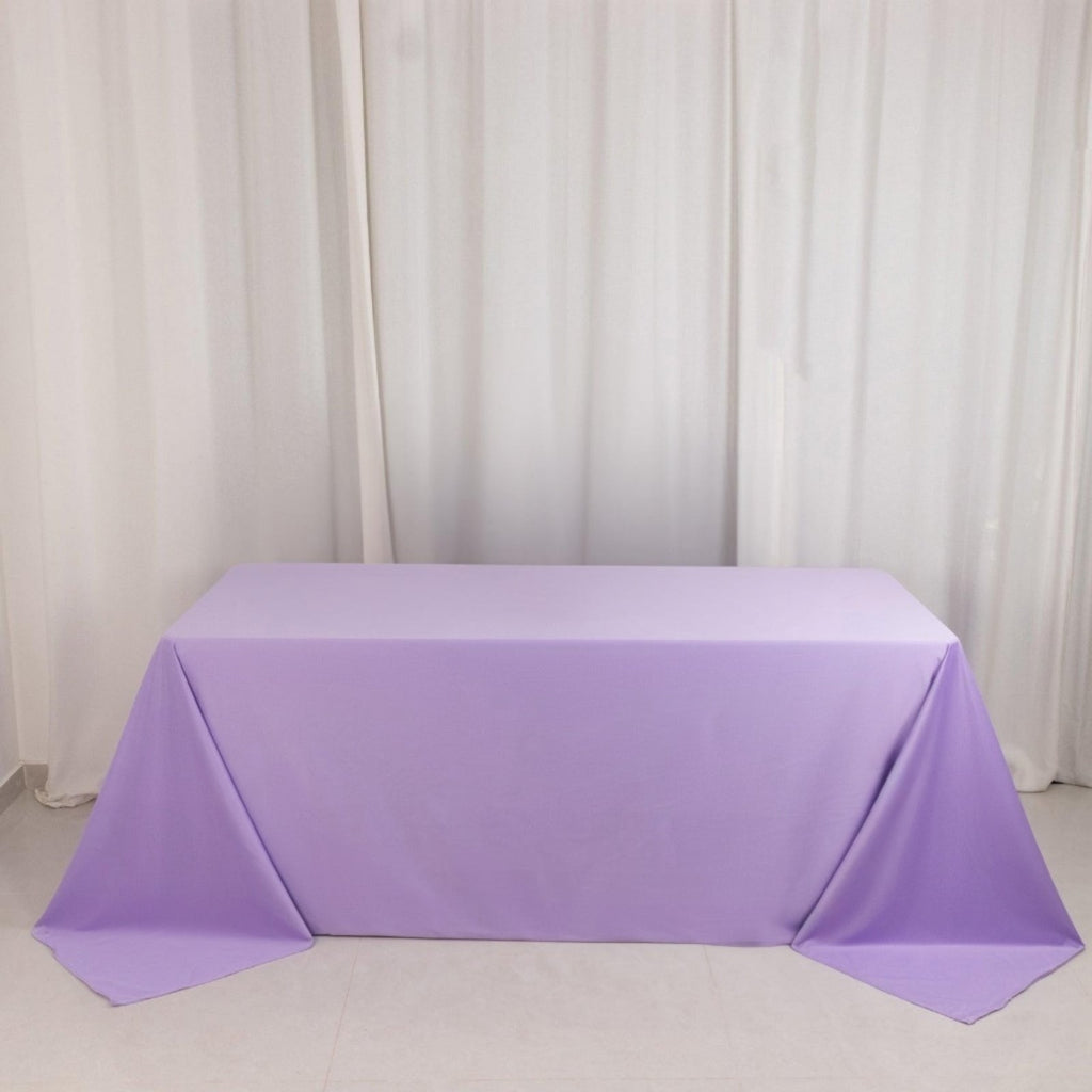 Scuba Rectangular 90"x132" Tablecloth Lavender Lilac - Wrinkle Free, Stain Resistant & Seamless Table Cover - Bell Racket Store