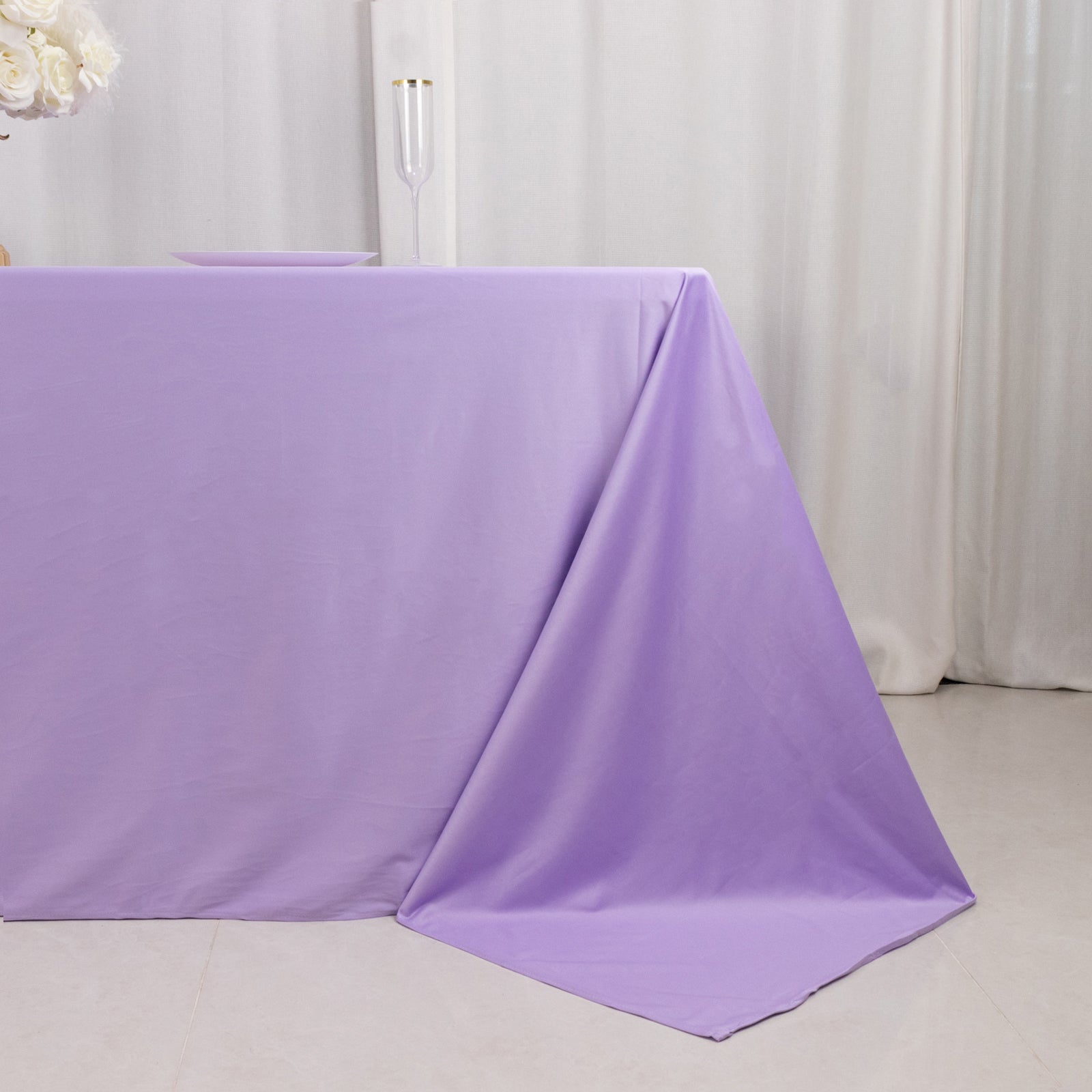 Scuba Rectangular 90"x132" Tablecloth Lavender Lilac - Wrinkle Free, Stain Resistant & Seamless Table Cover - Bell Racket Store