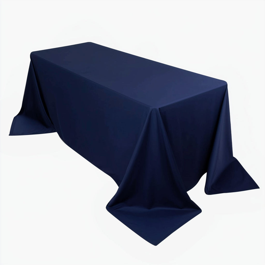 Scuba Rectangular 90"x132" Tablecloth Navy Blue - Wrinkle Free, Stain Resistant & Seamless Table Cover - Bell Racket Store