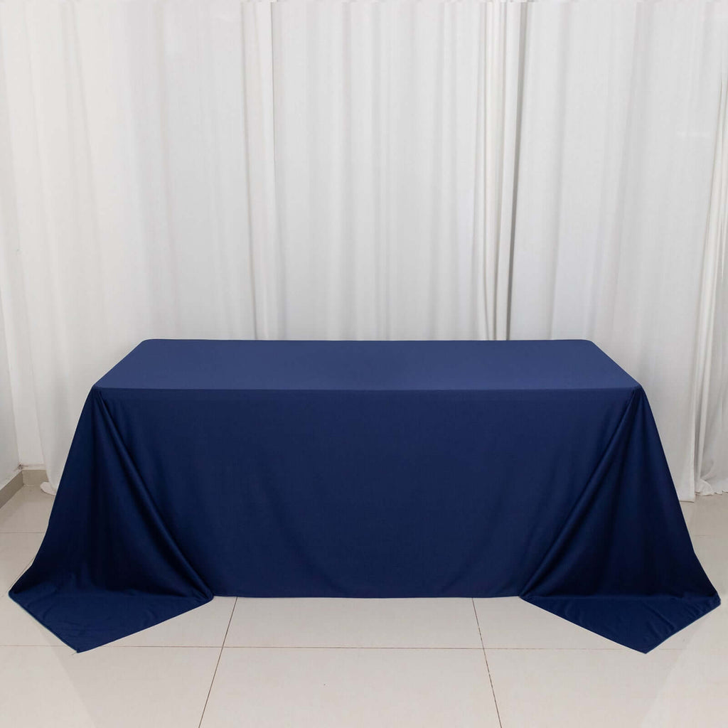 Scuba Rectangular 90"x132" Tablecloth Navy Blue - Wrinkle Free, Stain Resistant & Seamless Table Cover - Bell Racket Store