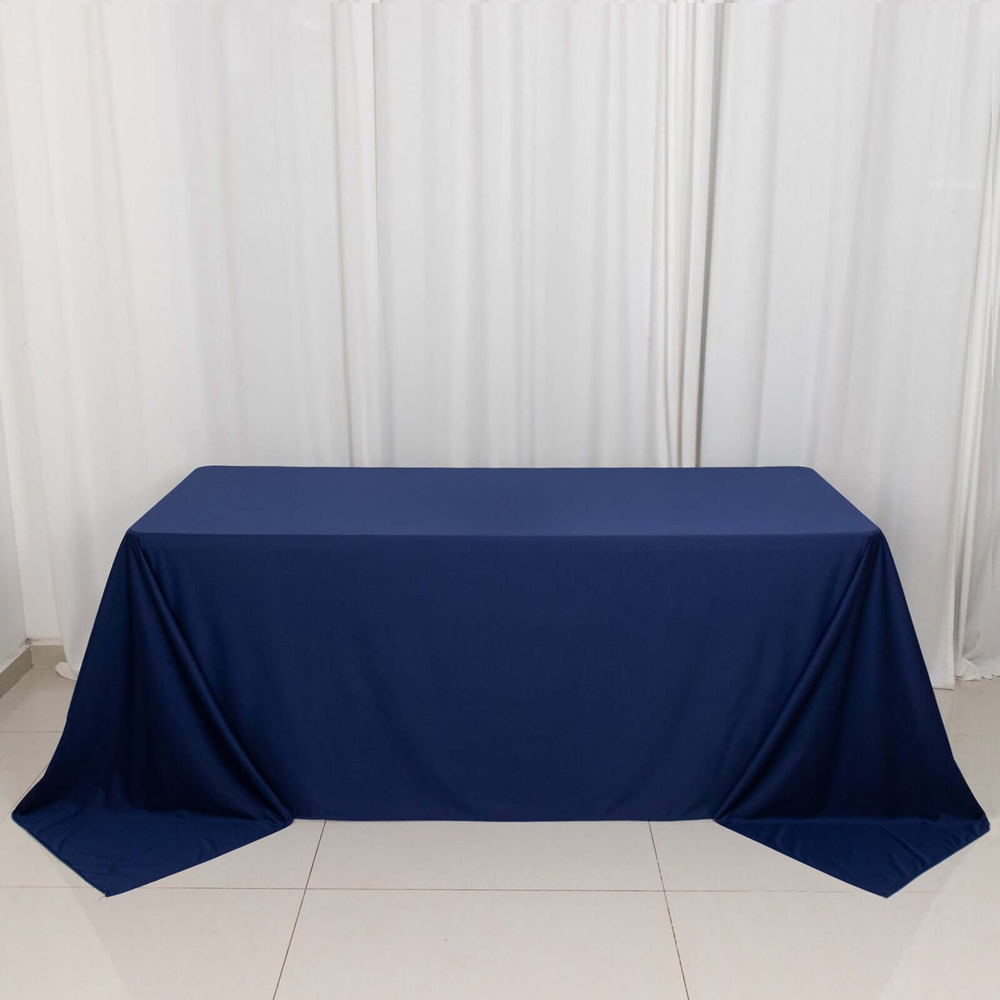 Scuba Rectangular 90"x132" Tablecloth Navy Blue - Wrinkle Free, Stain Resistant & Seamless Table Cover - Bell Racket Store