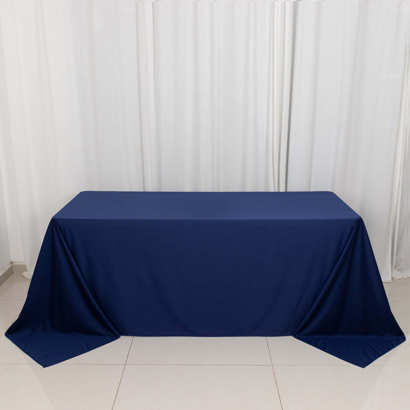 Scuba Rectangular 90"x132" Tablecloth Navy Blue - Wrinkle Free, Stain Resistant & Seamless Table Cover - Bell Racket Store