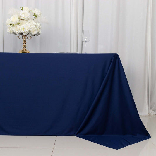 Scuba Rectangular 90"x132" Tablecloth Navy Blue - Wrinkle Free, Stain Resistant & Seamless Table Cover - Bell Racket Store