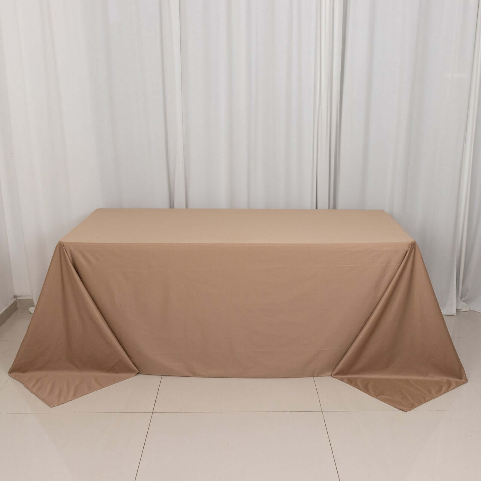 Scuba Rectangular 90"x132" Tablecloth Nude - Wrinkle Free, Stain Resistant & Seamless Table Cover - Bell Racket Store