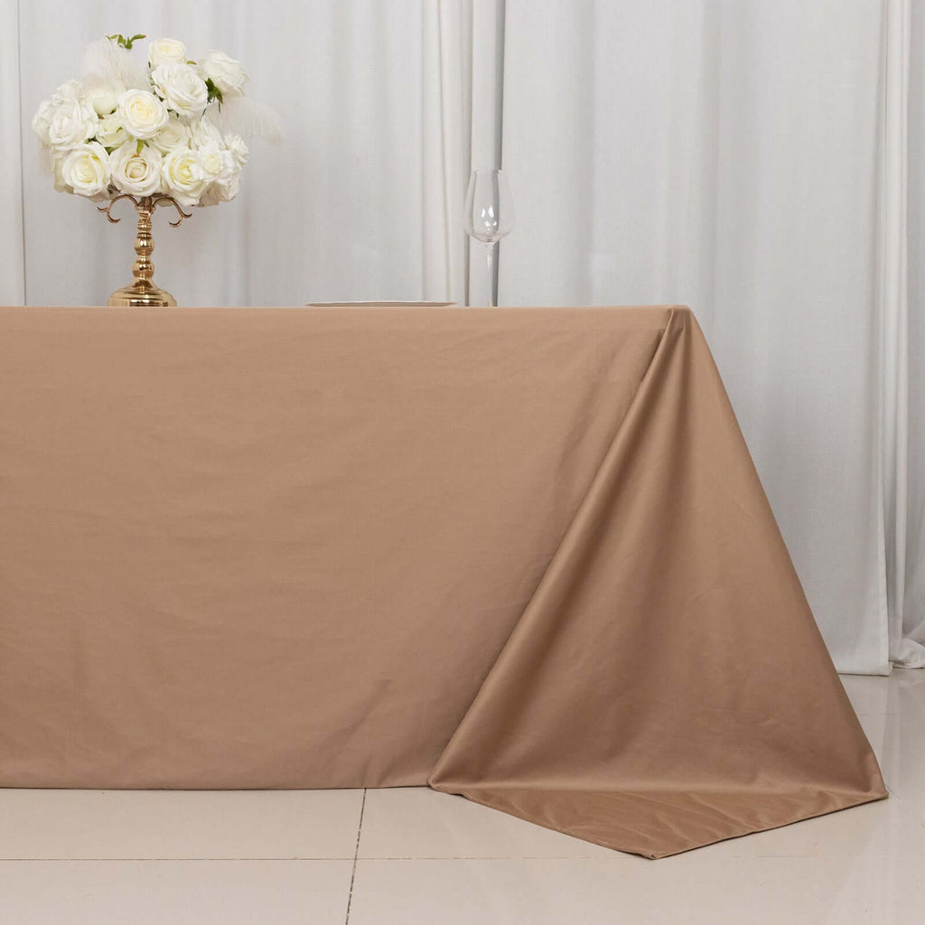 Scuba Rectangular 90"x132" Tablecloth Nude - Wrinkle Free, Stain Resistant & Seamless Table Cover - Bell Racket Store