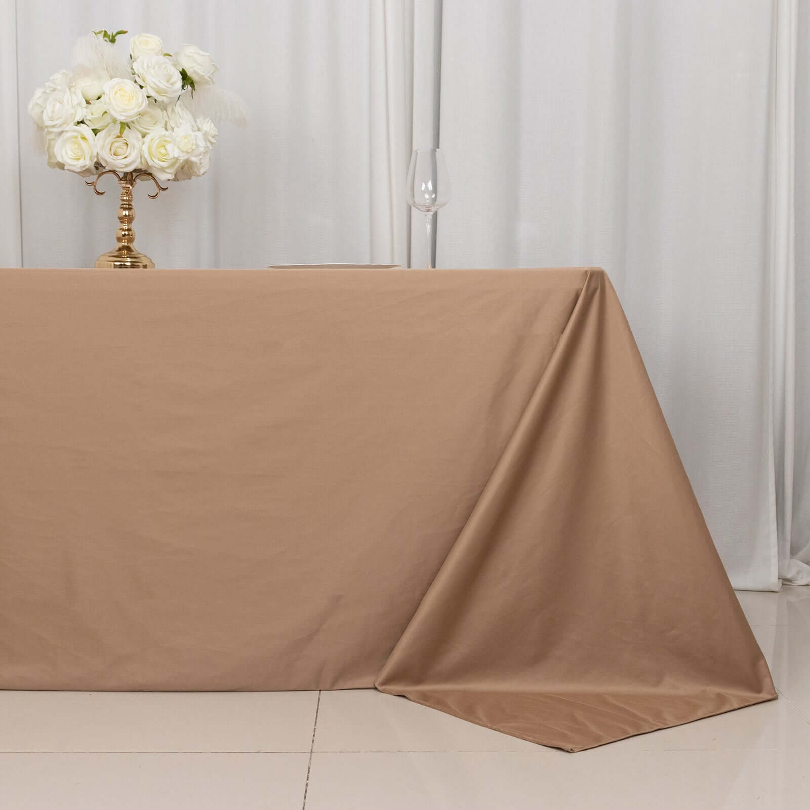 Scuba Rectangular 90"x132" Tablecloth Nude - Wrinkle Free, Stain Resistant & Seamless Table Cover - Bell Racket Store