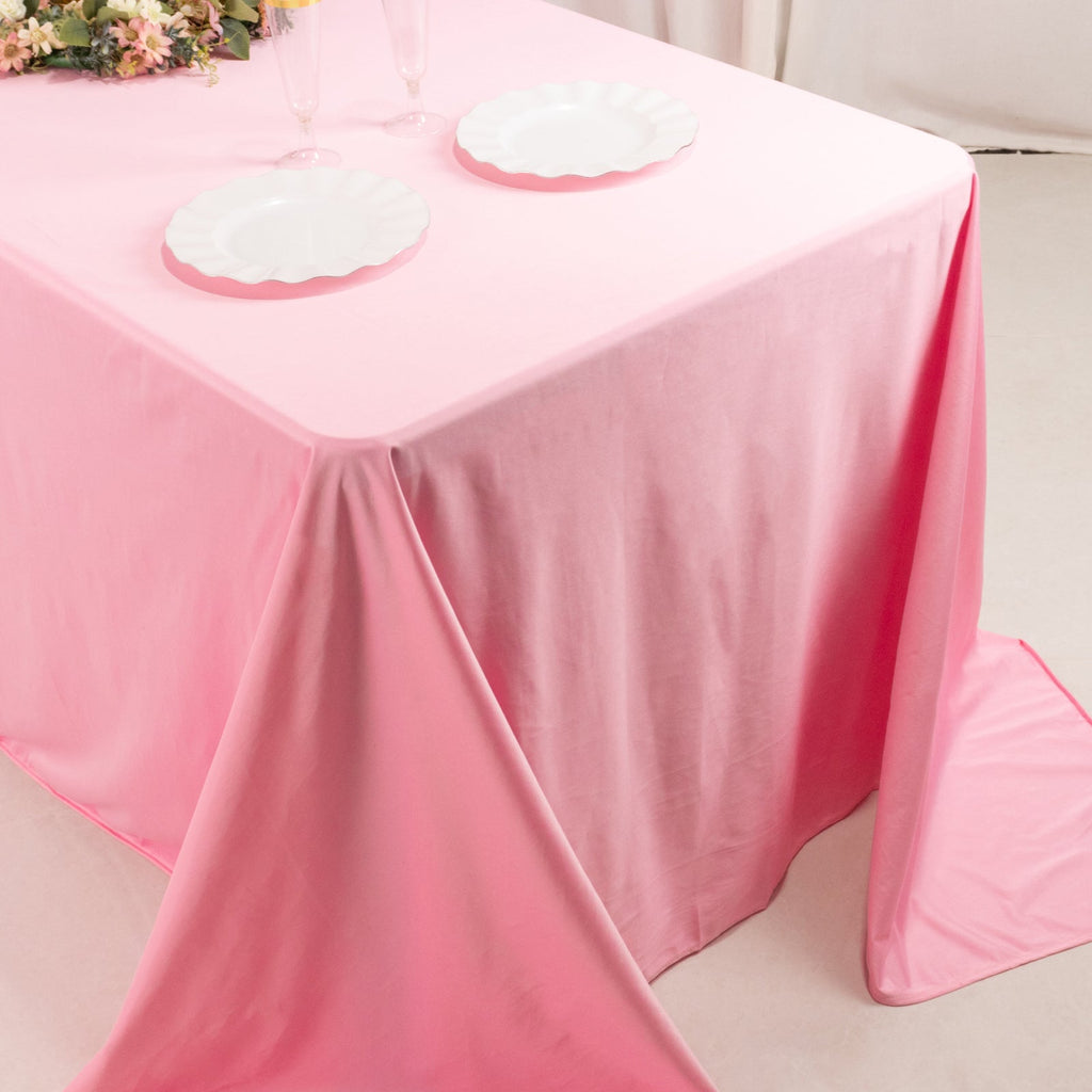 Scuba Rectangular 90"x132" Tablecloth Pink - Wrinkle Free, Stain Resistant & Seamless Table Cover - Bell Racket Store