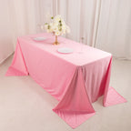 Scuba Rectangular 90"x132" Tablecloth Pink - Wrinkle Free, Stain Resistant & Seamless Table Cover - Bell Racket Store