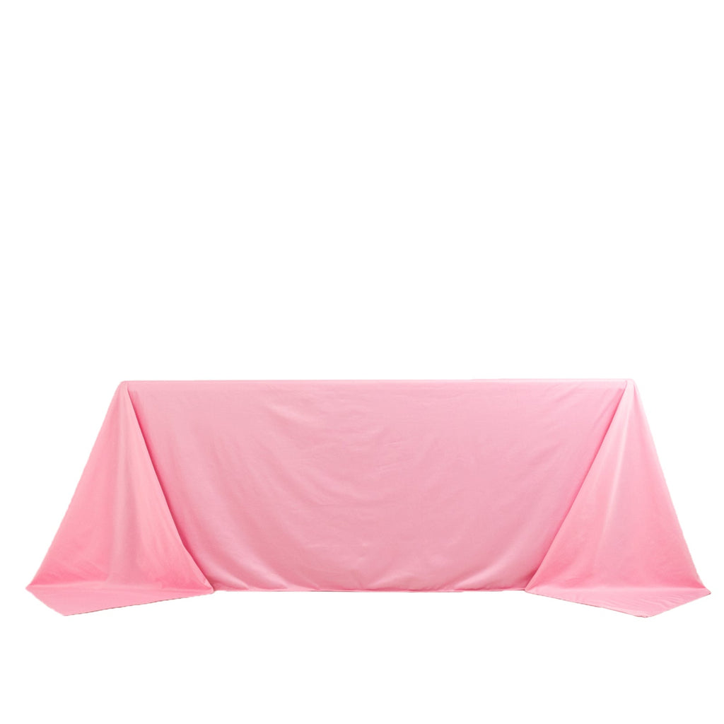 Scuba Rectangular 90"x132" Tablecloth Pink - Wrinkle Free, Stain Resistant & Seamless Table Cover - Bell Racket Store