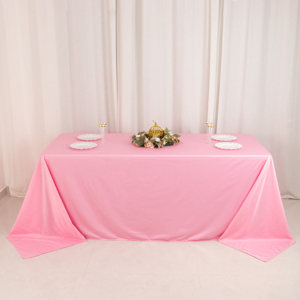 Scuba Rectangular 90"x132" Tablecloth Pink - Wrinkle Free, Stain Resistant & Seamless Table Cover - Bell Racket Store