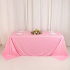 Scuba Rectangular 90"x132" Tablecloth Pink - Wrinkle Free, Stain Resistant & Seamless Table Cover - Bell Racket Store