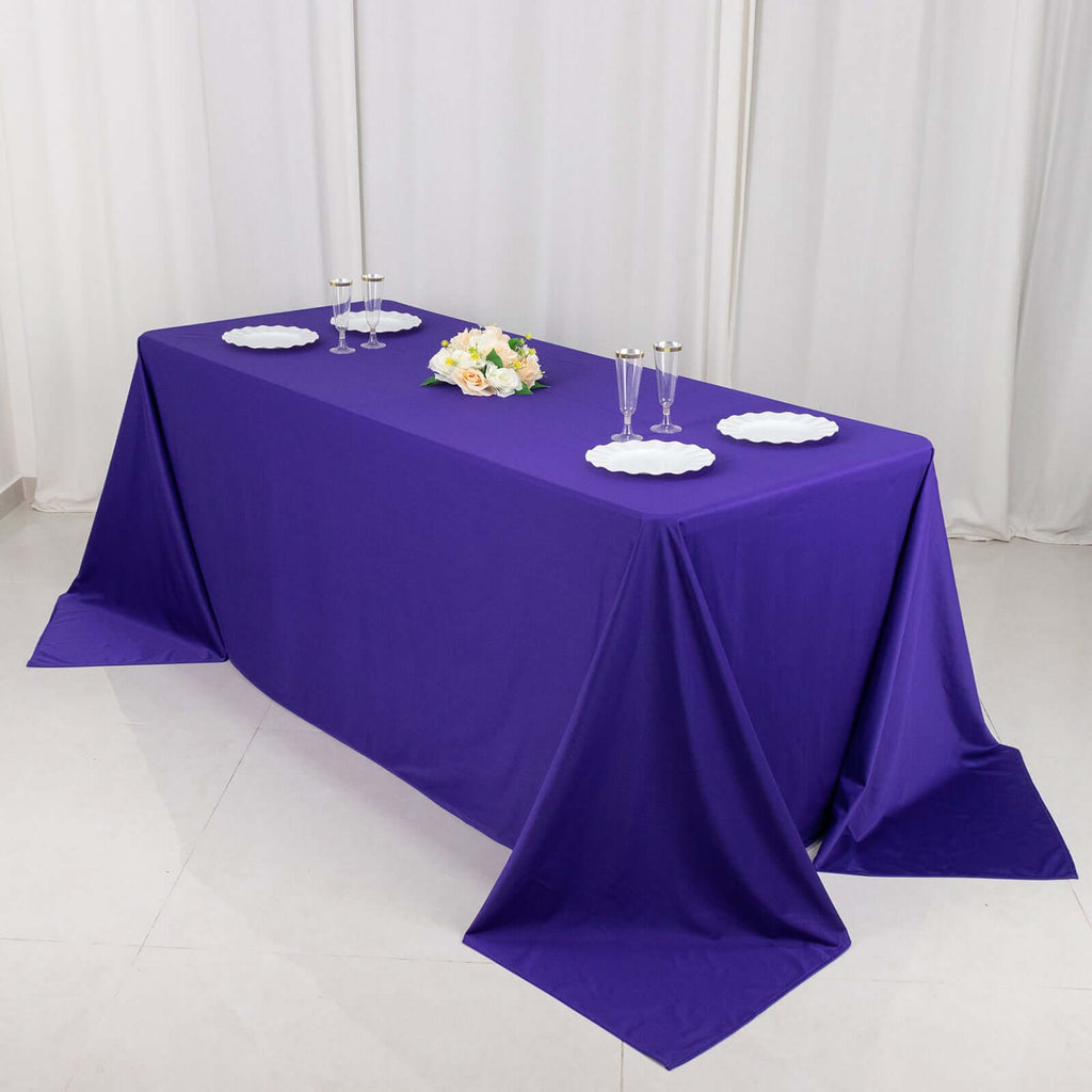 Scuba Rectangular 90"x132" Tablecloth Purple - Wrinkle Free, Stain Resistant & Seamless Table Cover - Bell Racket Store