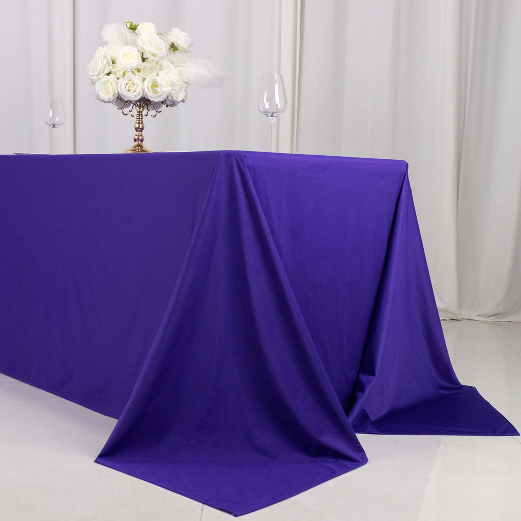 Scuba Rectangular 90"x132" Tablecloth Purple - Wrinkle Free, Stain Resistant & Seamless Table Cover - Bell Racket Store