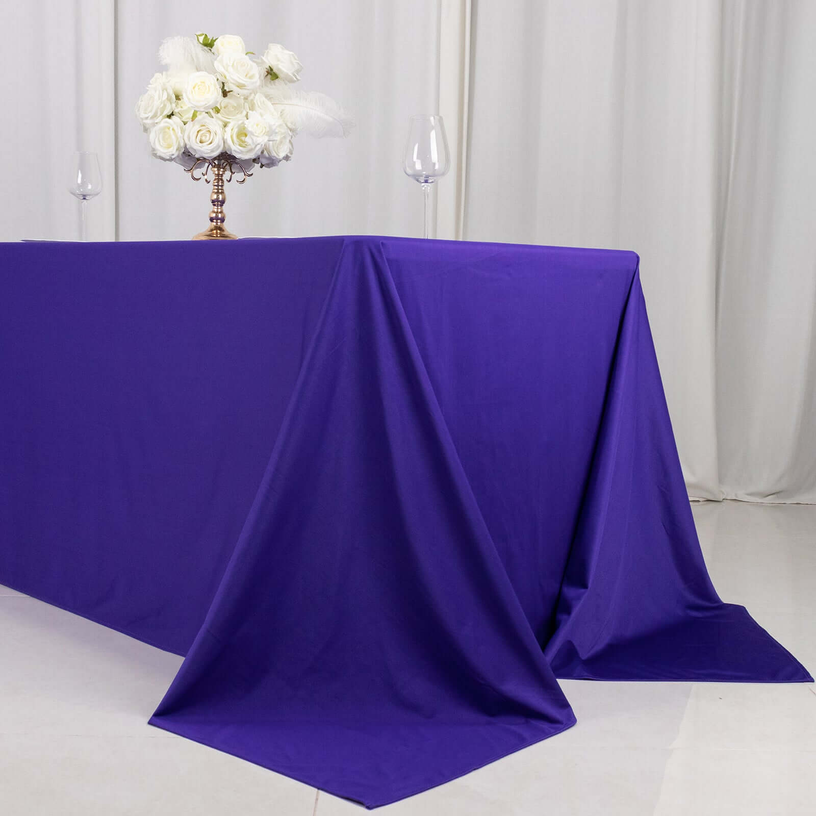Scuba Rectangular 90"x132" Tablecloth Purple - Wrinkle Free, Stain Resistant & Seamless Table Cover - Bell Racket Store