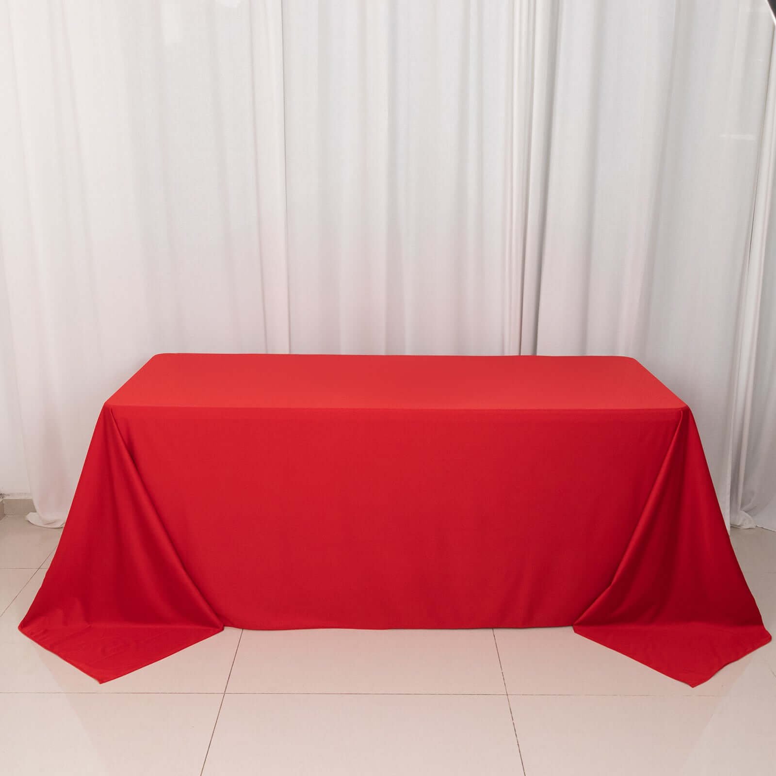 Scuba Rectangular 90"x132" Tablecloth Red - Wrinkle Free, Stain Resistant & Seamless Table Cover - Bell Racket Store