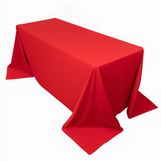 Scuba Rectangular 90"x132" Tablecloth Red - Wrinkle Free, Stain Resistant & Seamless Table Cover - Bell Racket Store