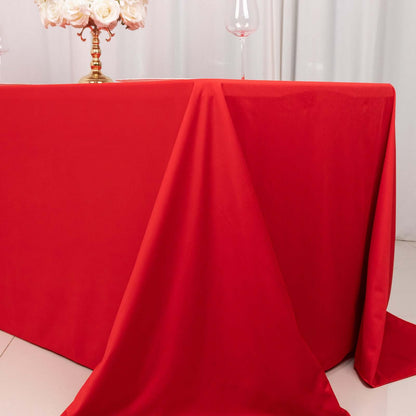 Scuba Rectangular 90"x132" Tablecloth Red - Wrinkle Free, Stain Resistant & Seamless Table Cover - Bell Racket Store