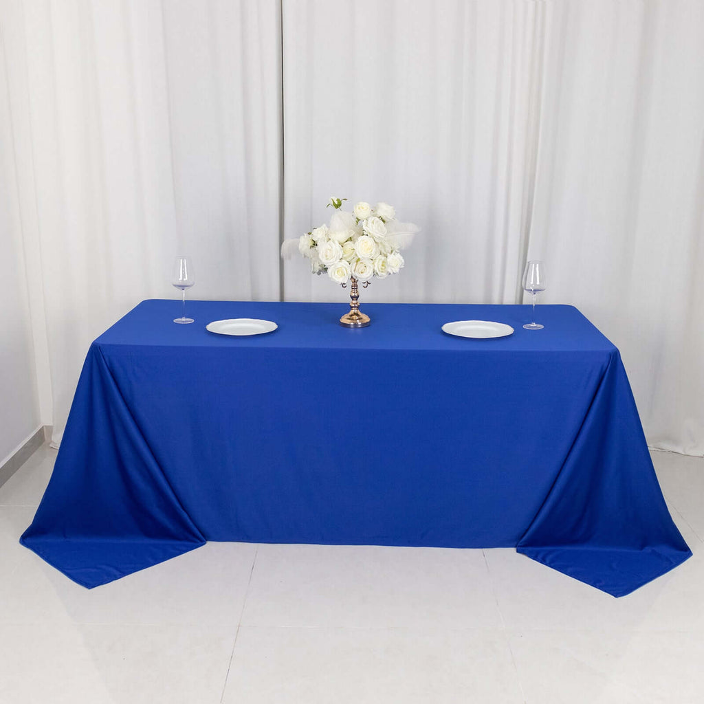 Scuba Rectangular 90"x132" Tablecloth Royal Blue - Wrinkle Free, Stain Resistant & Seamless Table Cover - Bell Racket Store