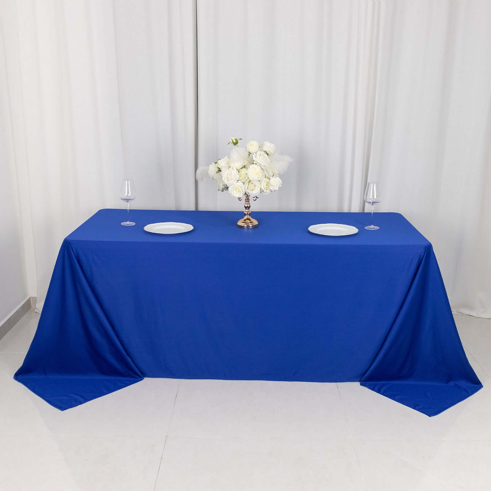 Scuba Rectangular 90"x132" Tablecloth Royal Blue - Wrinkle Free, Stain Resistant & Seamless Table Cover - Bell Racket Store