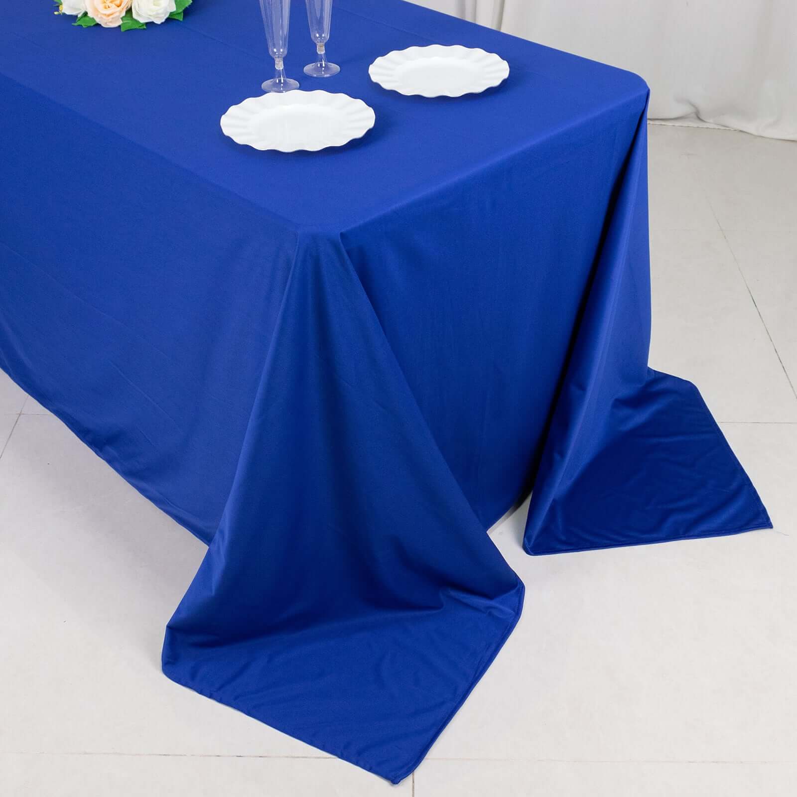 Scuba Rectangular 90"x132" Tablecloth Royal Blue - Wrinkle Free, Stain Resistant & Seamless Table Cover - Bell Racket Store