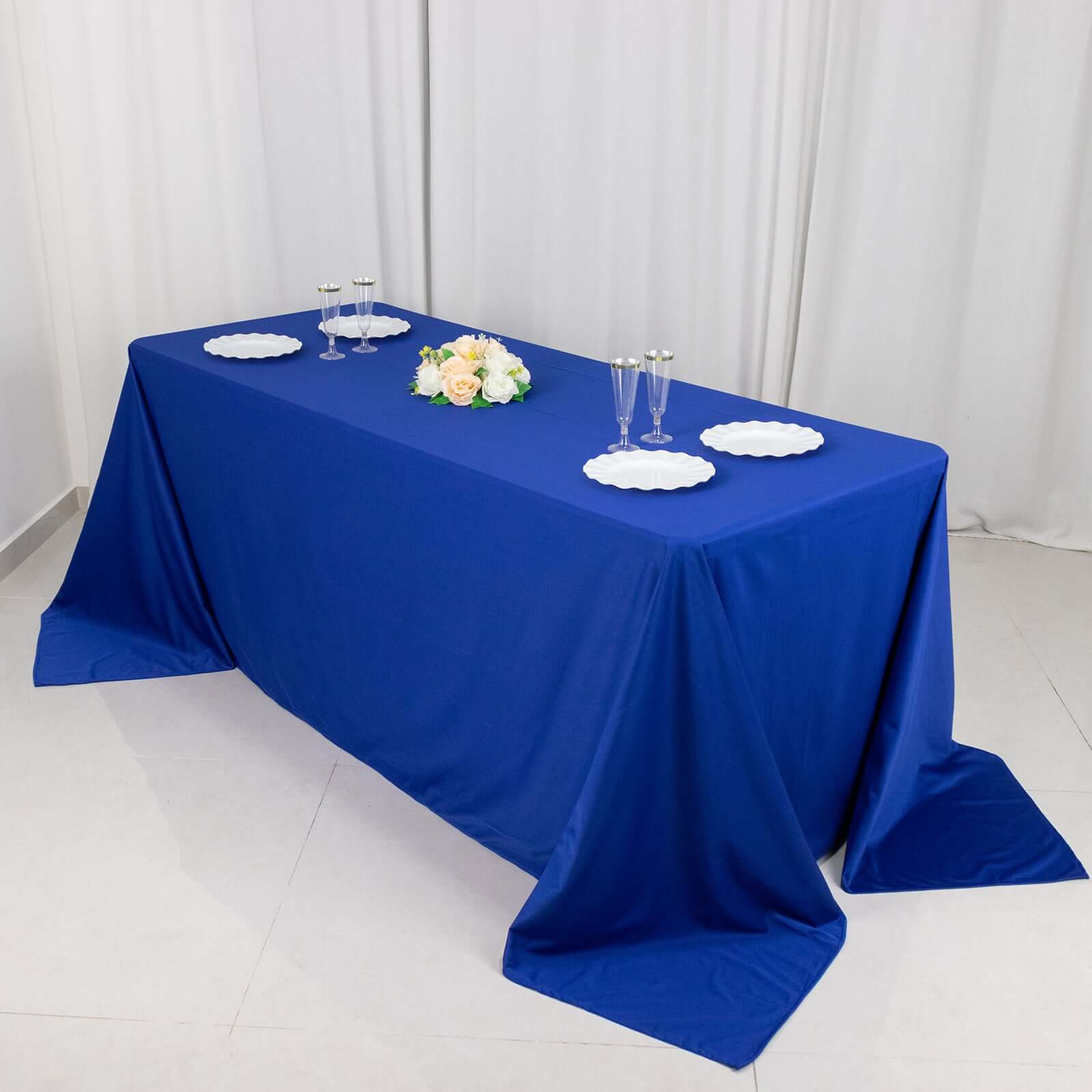 Scuba Rectangular 90"x132" Tablecloth Royal Blue - Wrinkle Free, Stain Resistant & Seamless Table Cover - Bell Racket Store