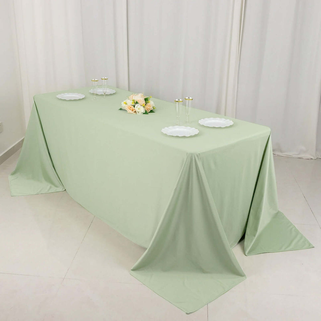 Scuba Rectangular 90"x132" Tablecloth Sage Green - Wrinkle Free, Stain Resistant & Seamless Table Cover - Bell Racket Store
