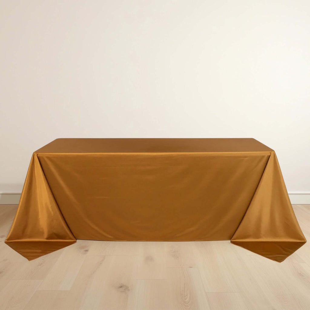 Scuba Rectangular 90"x132" Tablecloth Shimmering Gold - Wrinkle Free & Stain Resistant Seamless Table Cover for Weddings and Parties - Bell Racket Store