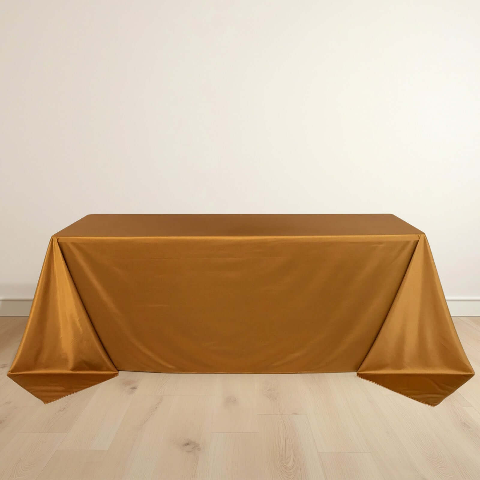 Scuba Rectangular 90"x132" Tablecloth Shimmering Gold - Wrinkle Free & Stain Resistant Seamless Table Cover for Weddings and Parties - Bell Racket Store