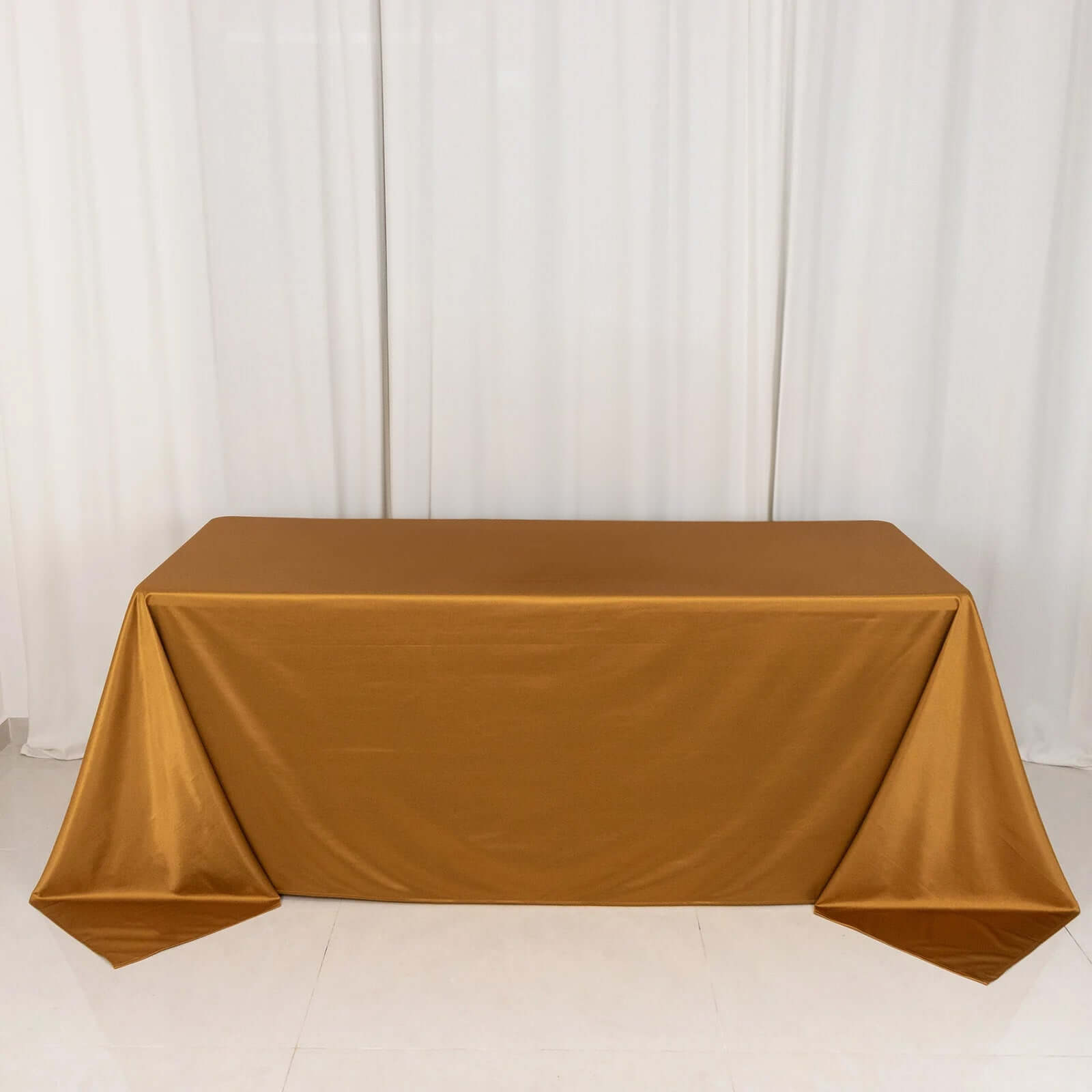 Scuba Rectangular 90"x132" Tablecloth Shimmering Gold - Wrinkle Free & Stain Resistant Seamless Table Cover for Weddings and Parties - Bell Racket Store