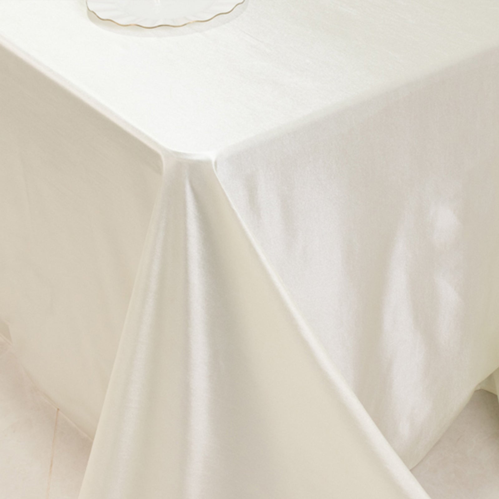 Scuba Rectangular 90"x132" Tablecloth Shimmering Pearl White - Wrinkle Free & Stain Resistant Seamless Table Cover - Bell Racket Store