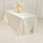 Scuba Rectangular 90"x132" Tablecloth Shimmering Pearl White - Wrinkle Free & Stain Resistant Seamless Table Cover - Bell Racket Store