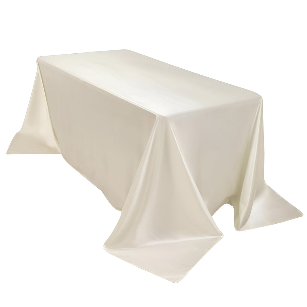 Scuba Rectangular 90"x132" Tablecloth Shimmering Pearl White - Wrinkle Free & Stain Resistant Seamless Table Cover - Bell Racket Store