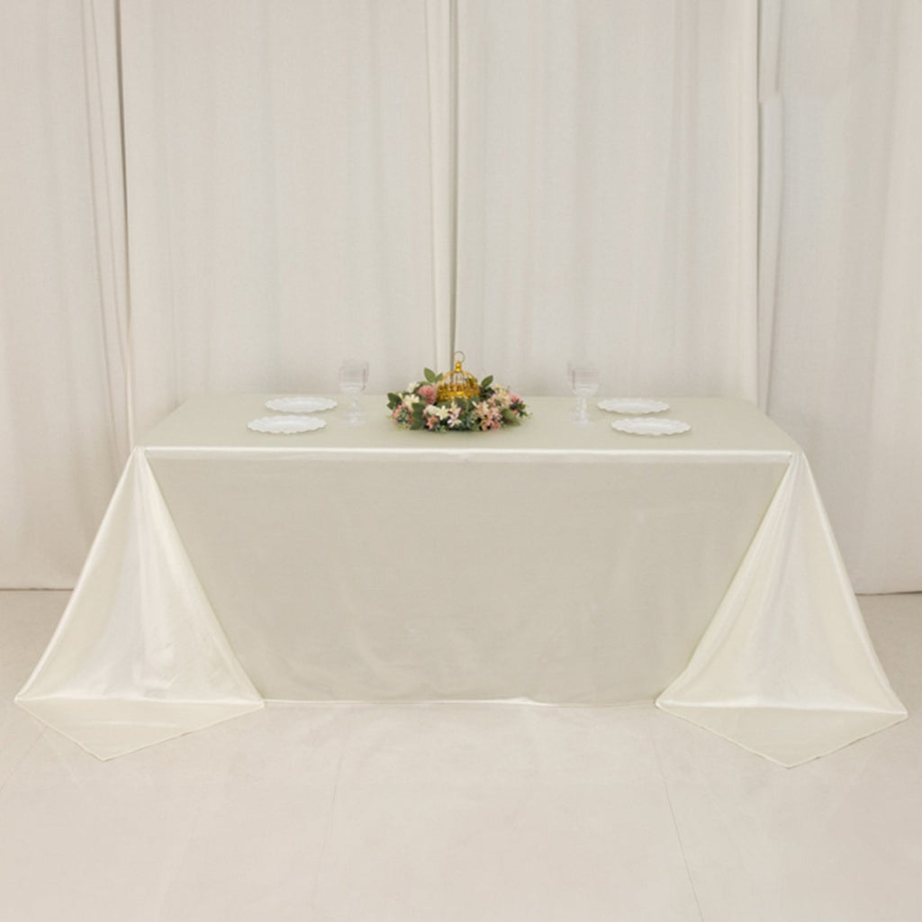 Scuba Rectangular 90"x132" Tablecloth Shimmering Pearl White - Wrinkle Free & Stain Resistant Seamless Table Cover - Bell Racket Store