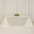Scuba Rectangular 90"x132" Tablecloth Shimmering Pearl White - Wrinkle Free & Stain Resistant Seamless Table Cover - Bell Racket Store