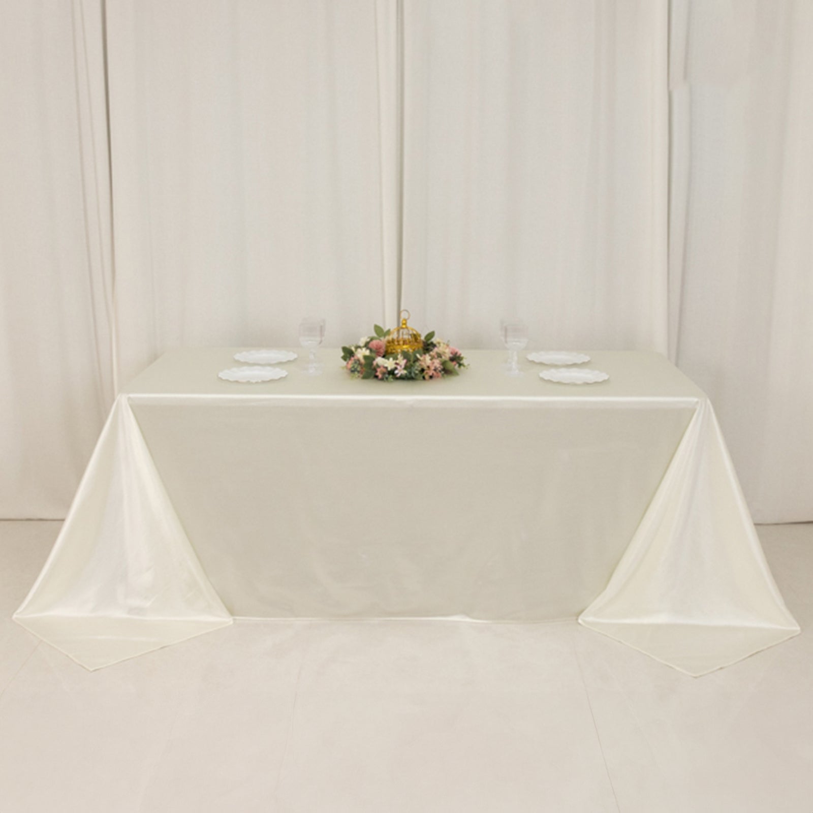Scuba Rectangular 90"x132" Tablecloth Shimmering Pearl White - Wrinkle Free & Stain Resistant Seamless Table Cover - Bell Racket Store
