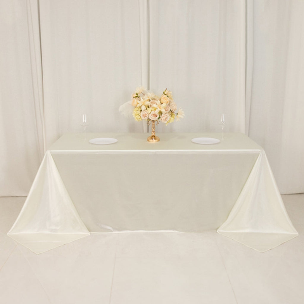 Scuba Rectangular 90"x132" Tablecloth Shimmering Pearl White - Wrinkle Free & Stain Resistant Seamless Table Cover - Bell Racket Store
