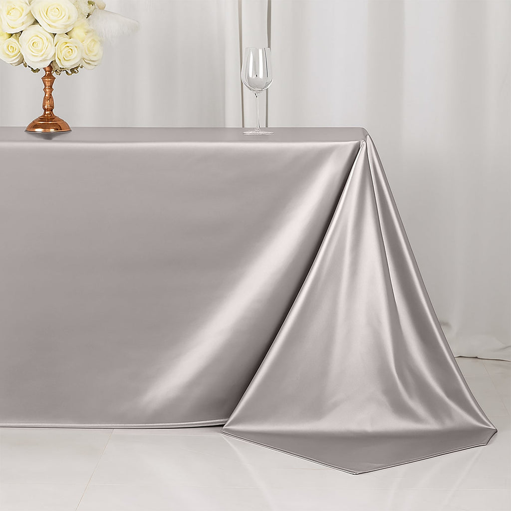 Scuba Rectangular 90"x132" Tablecloth Shimmering Silver - Wrinkle Free & Stain Resistant Seamless Table Cover - Bell Racket Store