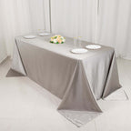 Scuba Rectangular 90"x132" Tablecloth Shimmering Silver - Wrinkle Free & Stain Resistant Seamless Table Cover - Bell Racket Store