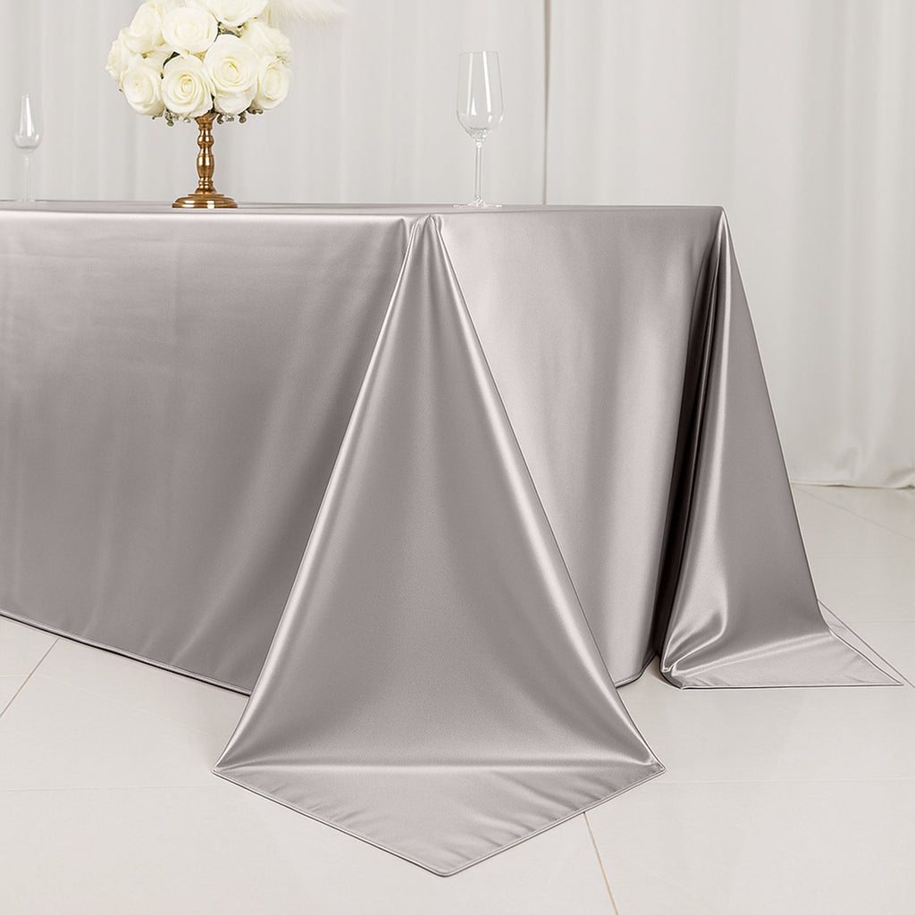 Scuba Rectangular 90"x132" Tablecloth Shimmering Silver - Wrinkle Free & Stain Resistant Seamless Table Cover - Bell Racket Store