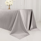 Scuba Rectangular 90"x132" Tablecloth Shimmering Silver - Wrinkle Free & Stain Resistant Seamless Table Cover - Bell Racket Store
