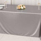 Scuba Rectangular 90"x132" Tablecloth Shimmering Silver - Wrinkle Free & Stain Resistant Seamless Table Cover - Bell Racket Store