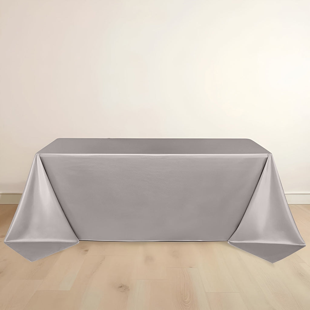Scuba Rectangular 90"x132" Tablecloth Shimmering Silver - Wrinkle Free & Stain Resistant Seamless Table Cover - Bell Racket Store